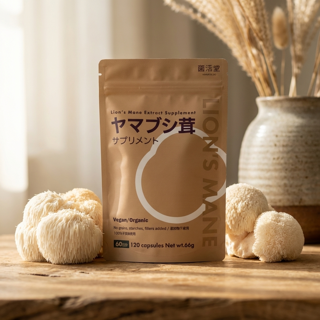 穏やかな光の中の菌活堂ヤマブシタケパウチ